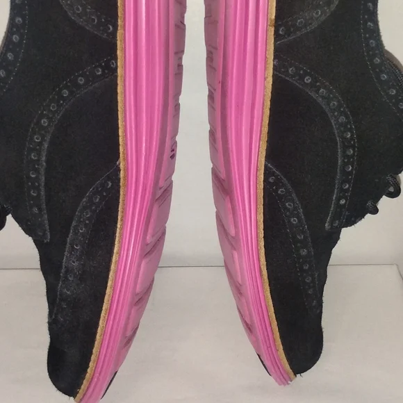 Cole Haan Lunargrand Women's Blue Suede Wingtip Pink Soles Shoes Size 8 D38899 - Picture 11 of 14